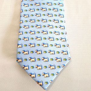 Meeting Street blue and white Dog print Neck Tie